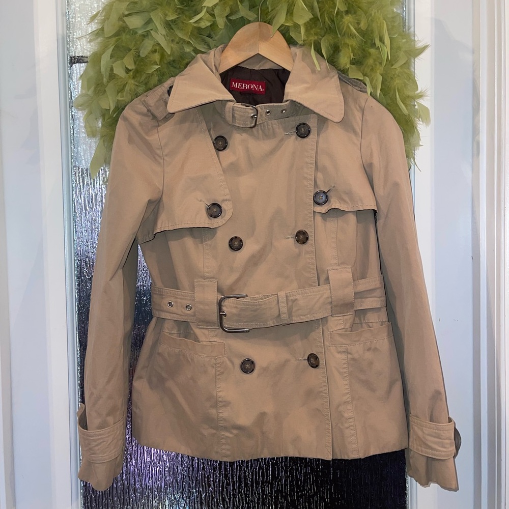 Beige Trench Jacket with Belted Waist XS